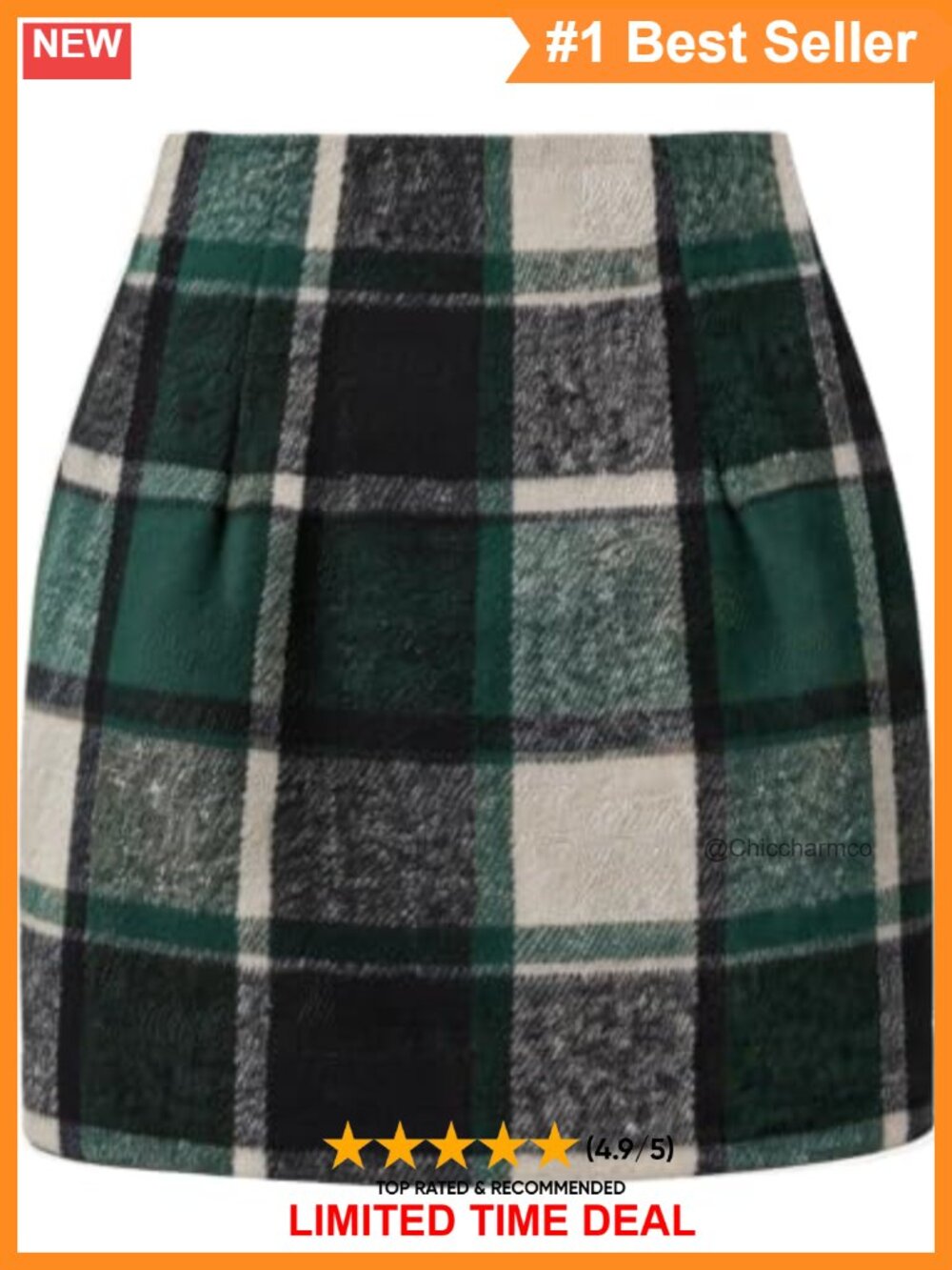 Plaid Pencil Mini Skirt High Waisted Bodycon 100% Polyester
